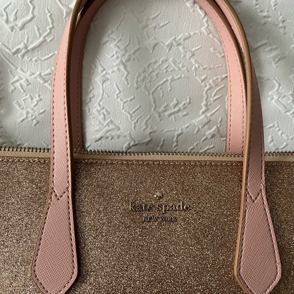 Holiday 2019 Kate Spade Rose Gold Sparkle Crossbody. Pink handles/strap. - Picture 2 of 7